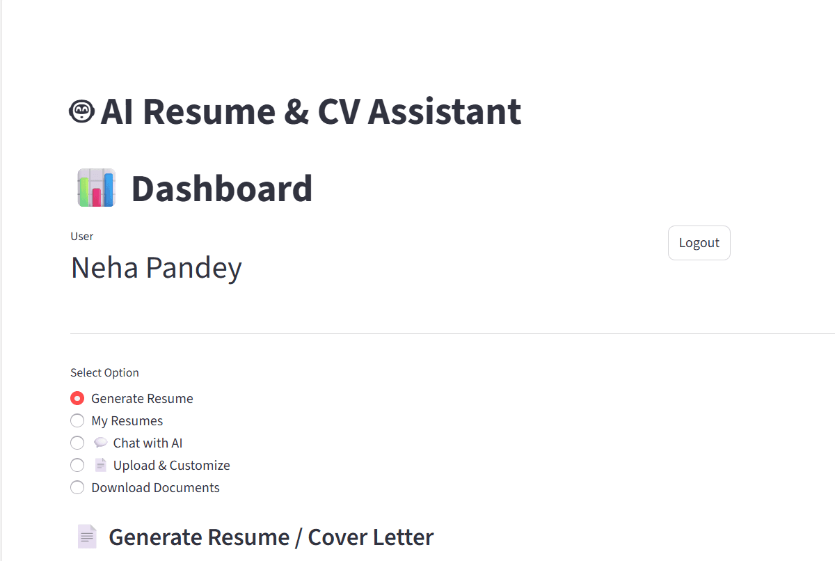 AI-Powered Resume & CV Assistant landing page